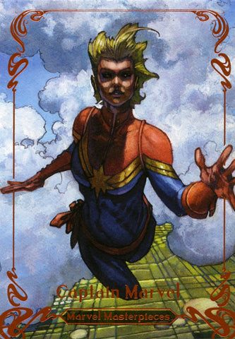 2018 Upper Deck Marvel Masterpieces Base Set - Epic Orange Foil #85 Captain Marvel