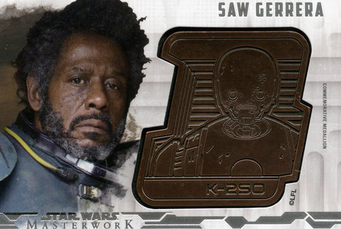 2017 Topps Star Wars Masterwork Saw Gerrera K-2SO Droid Medallion Card #DM-SG #097/150