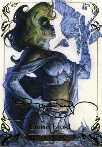 2018 Upper Deck Marvel Masterpieces Base Set - Gold Foil Signature Series #76 Emma Frost