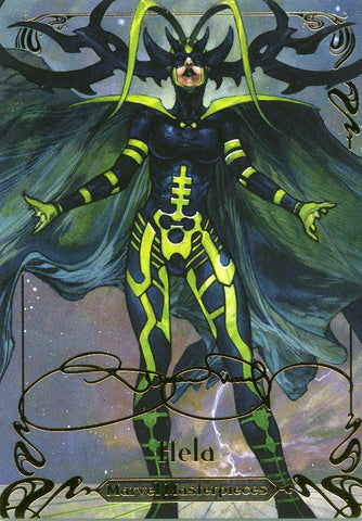 2018 Upper Deck Marvel Masterpieces Base Set - Gold Foil Signature Series #21 Hela