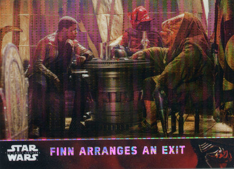 2016 TOPPS STAR WARS THE FORCE AWAKENS CHROME REFRACTOR FINN ARRANGES AN EXIT #24/99