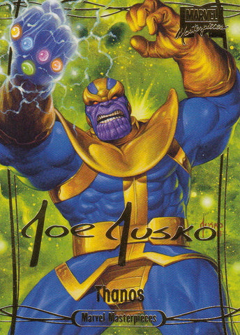 2016 Upper Deck Marvel Masterpieces Base Set - Gold Foil Signature Series #64 Thanos