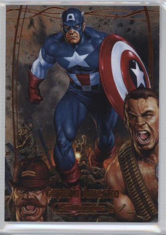 2016 Upper Deck Marvel Masterpieces Base Set - Epic Orange Foil #80 Captain America