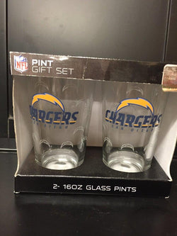 SAN DIEGO CHARGERS OFFICIAL NFL 16OZ PINT GLASSES SET OF (2)