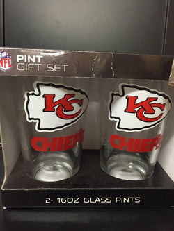 KANSAS CITY CHIEFS OFFICIAL NFL 16OZ PINT GLASSES SET OF (2)