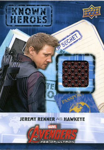 2016 UPPER DECK CIVIL WAR JEREMY RENNER HAWKEYE KNOWN HEROES COSTUME RELIC KH-KW