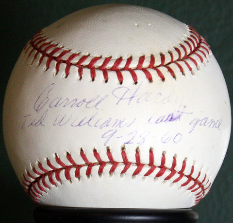 Carroll Hardy Authentic Autographed Official MLB Baseball