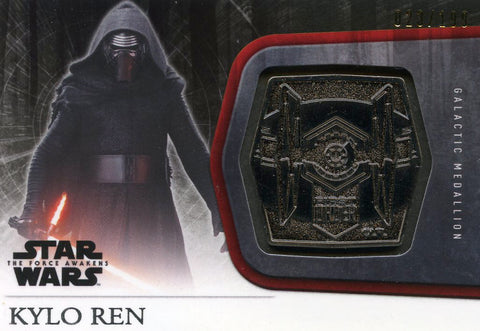 Star Wars The Force Awakens Silver Galactic Medallion Card M-40 Kylo Ren #023/199