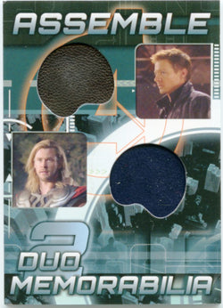 2012 UD AVENGERS ASSEMBLE DUO MEMORABILIA COSTUME AD-16 HAWKEYE & THOR