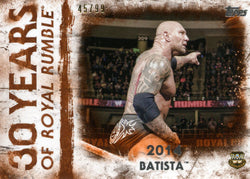 2018 Topps WWE Undisputed Orange 2014 Batista 30 Years of Royal Rumble #45/99
