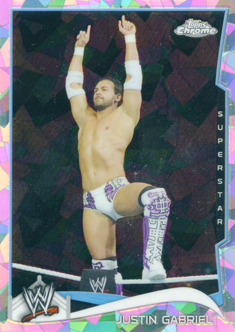 2014 Topps Chrome WWE Justin Gabriel Atomic Refractor Parallel Card #77