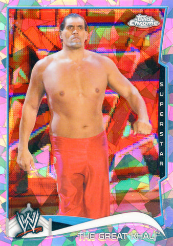 2014 Topps Chrome WWE The Great Khali Atomic Refractor Parallel Card #68