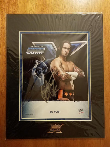 WWE AUTHENTIC DECADE OF SMACKDOWN 11x14 MATTED CM PUNK AUTOGRAPH