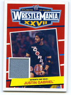 2012 TOPPS WWE HERITAGE WRESTLEMANIA XXVII JUSTIN GABRIEL MAT RELIC