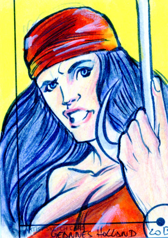 2013 Marvel Fleer Retro Elektra Gednnes Holland 1:1 SKETCH CARD