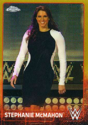 2015 Topps WWE Chrome Gold Refractor Stephanie McMahon #28/50