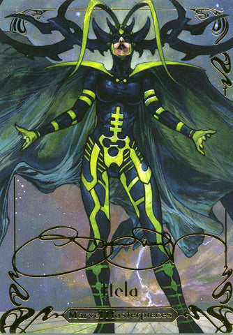 2018 Upper Deck Marvel Masterpieces Base Set - Gold Foil Signature Series #21 Hela