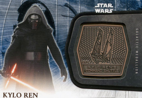 Topps Star Wars The Force Awakens Series 2 Bronze Medallion Card #1-Kylo Ren
