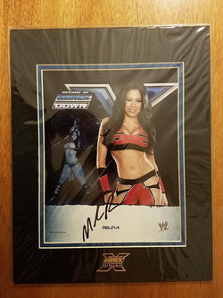 WWE AUTHENTIC DECADE OF SMACKDOWN 11x14 MATTED MELINA AUTOGRAPH