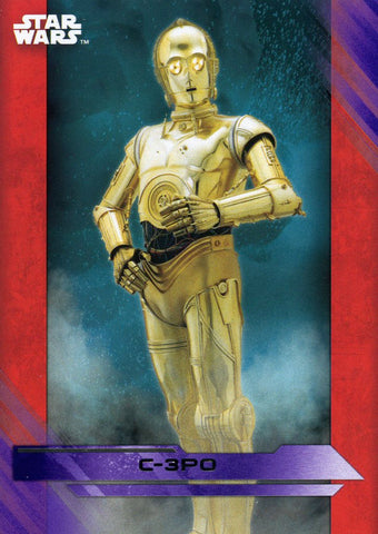 2017 TOPPS STAR WARS THE LAST JEDI PURPLE BASE C-3PO #15