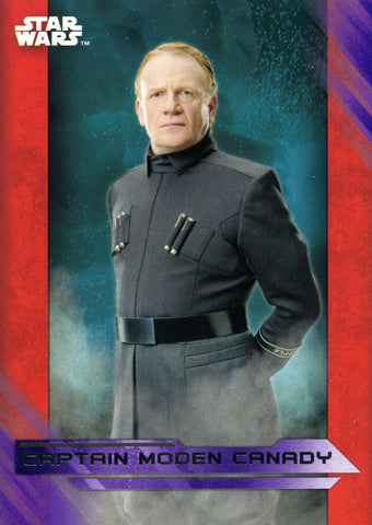 2017 TOPPS STAR WARS THE LAST JEDI PURPLE BASE CAPTAIN MODEN CANADY #53