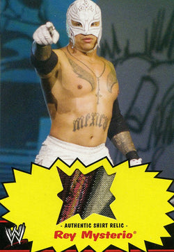 2012 TOPPS WWE HERITAGE REY MYSTERIO JR AUTHENTIC MULTI-COLOR RELIC CARD
