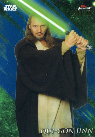 2018 Topps Finest Star Wars Blue Refractor Qui-Gon Jinn