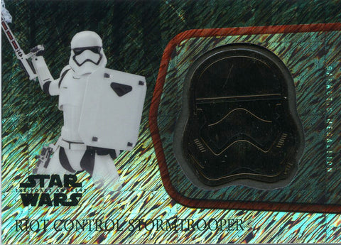 2016 STAR WARS THE FORCE AWAKENS CHROME RIOT CONTROL STORMTROOPER MEDALLION /25