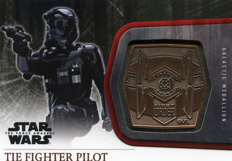 Star Wars The Force Awakens Bronze Galactic Medallion Card M61 TIE Fighter Pilot
