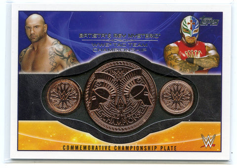 2015 Topps WWE Batista & Rey Mysterio Tag Team Championship Commemorative Plate