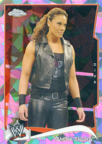2014 Topps Chrome WWE Tamina Snuka Atomic Refractor Parallel Card #49