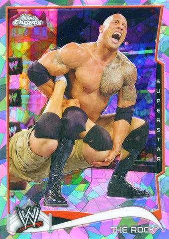2014 Topps Chrome WWE The Rock Atomic Refractor Parallel Card #40